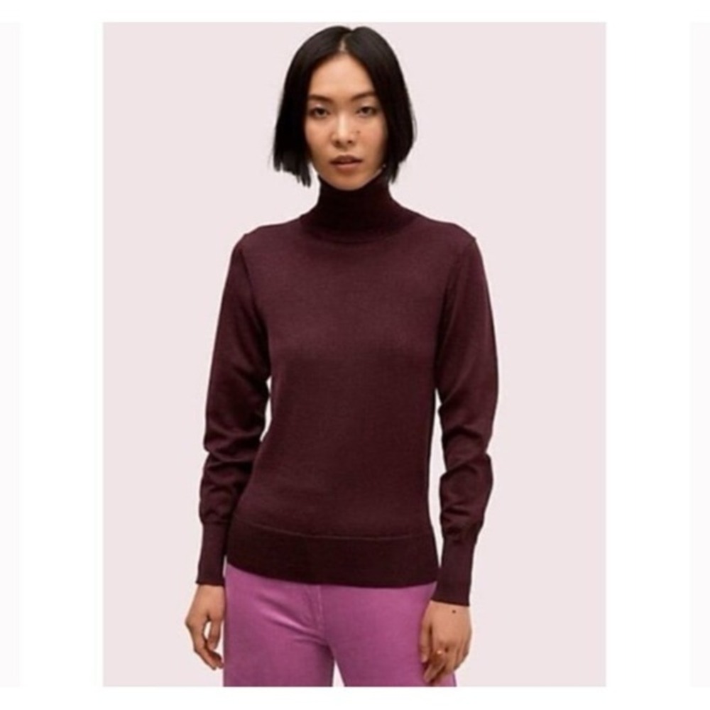 New Women's Express Silky Soft Fitted turtleneck Sweater size XS color maroon re